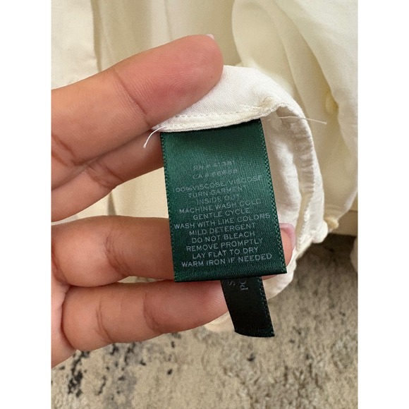 LAUREN Ralph Lauren Women's Creamy White Viscose Long Sleeve Button Down Blouse - Picture 4 of 8